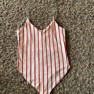 Red and white striped bodysuit